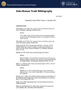 Indo-Roman Trade & Mining Bibliographies